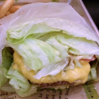 BurgerFi - Cheese burger served "green style" (no bun). - American Near Me - Saratoga Springs, New York BurgerFi - Cheese burger served "green style" (no bun). - American Near Me - Saratoga Springs, New York