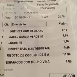 Jardin Mumdal, by far the worst meal we've had in Lisbon and twice the price! Don't do it !!!!!