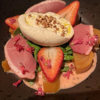 Blue Water Cafe - Duck, burrata, beets, strawberries - Seafood Near Me - Vancouver, British Columbia