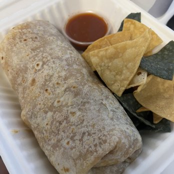 The Grille - Carne Asada Burrito with Tortilla Chips and Salsa - American Near Me - Irvine, California The Grille - Carne Asada Burrito with Tortilla Chips and Salsa - American Near Me - Irvine, California