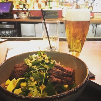 Komodo Miami - Barside, Thai Skirt Steak Salad N' Vice IPA Beer - Asian Fusion Near Me - Miami, Florida