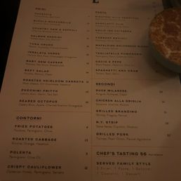 Dinner menu Dinner menu