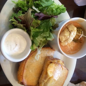 Boudin SF - Classic grilled cheese sandwich, roasted garlic tomato soup, and side salad! The best combo ever!! - Bakeries Near Me - Costa Mesa, California