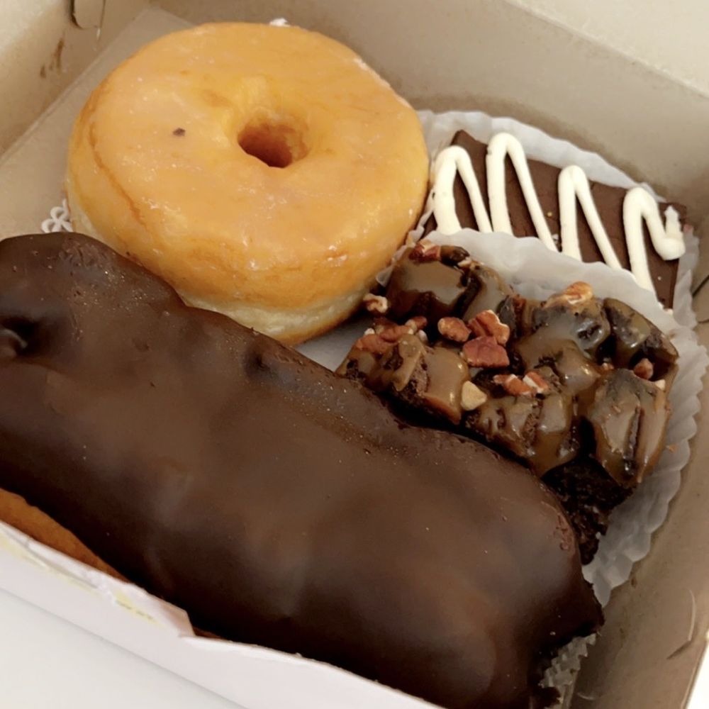 Ithaca Bakery - Eclair, glazed donut, brownie, and brownies with pecans - Bakeries Near Me - Ithaca, New York Ithaca Bakery - Eclair, glazed donut, brownie, and brownies with pecans - Bakeries Near Me - Ithaca, New York