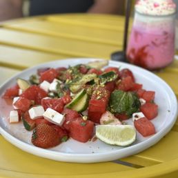 Watermelon salad special and Barbie drink Watermelon salad special and Barbie drink