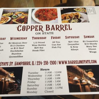 Copper Barrel on State - Daily specials - Bars Near Me - Hampshire, Illinois