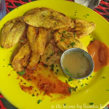 Pambiche - Side of plantains and a number of sauces for dipping. - Cuban Near Me - Portland, Oregon