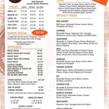 Pizza Patch - pizza patch menu, page 1 - Italian Near Me - Kincheloe, Michigan Pizza Patch - pizza patch menu, page 1 - Italian Near Me - Kincheloe, Michigan