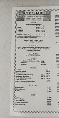 Menu photo 3 Uncle Charlie's Sandwiches Jacksonville, FL Menu photo 3 Uncle Charlie's Sandwiches Jacksonville, FL