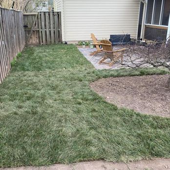 Landscape and Drainage Services - Now lush green grass around the patio - Landscaping Near Me - Vienna, Virginia Landscape and Drainage Services - Now lush green grass around the patio - Landscaping Near Me - Vienna, Virginia