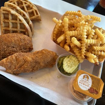 Nash + Tender Lodi - Chicken & Waffles with regular fries country style (no heat) - American Near Me - Lodi, California Nash + Tender Lodi - Chicken & Waffles with regular fries country style (no heat) - American Near Me - Lodi, California