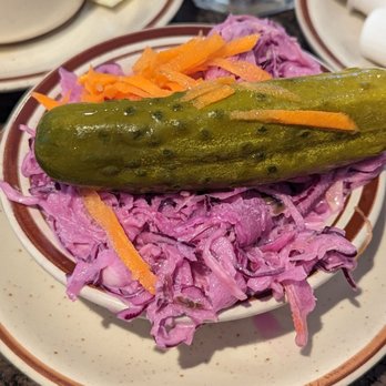 Blue Bay Diner - Complimentary Cole slaw and pickle - Diners Near Me - Oakland Gardens, New York