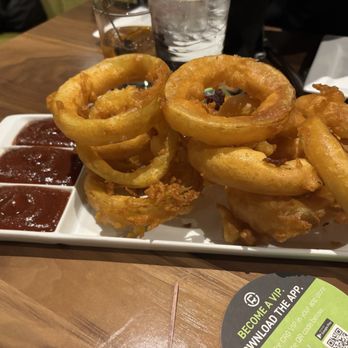 BRU Burger Bar - Fort Wayne - Onion rings and homemade ketchup - Burgers Near Me - Fort Wayne, Indiana