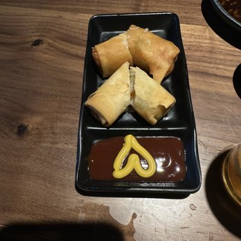 Sushi Tsunami - Egg rolls with Ketsup and mustard -- odd sauce choice - Sushi Bars Near Me - Fairfield, California Sushi Tsunami - Egg rolls with Ketsup and mustard -- odd sauce choice - Sushi Bars Near Me - Fairfield, California