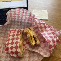 Bacon egg and cheese bagel Bacon egg and cheese bagel