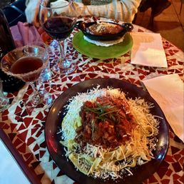 Pasta pork bolognese, miso ginger salmon filet