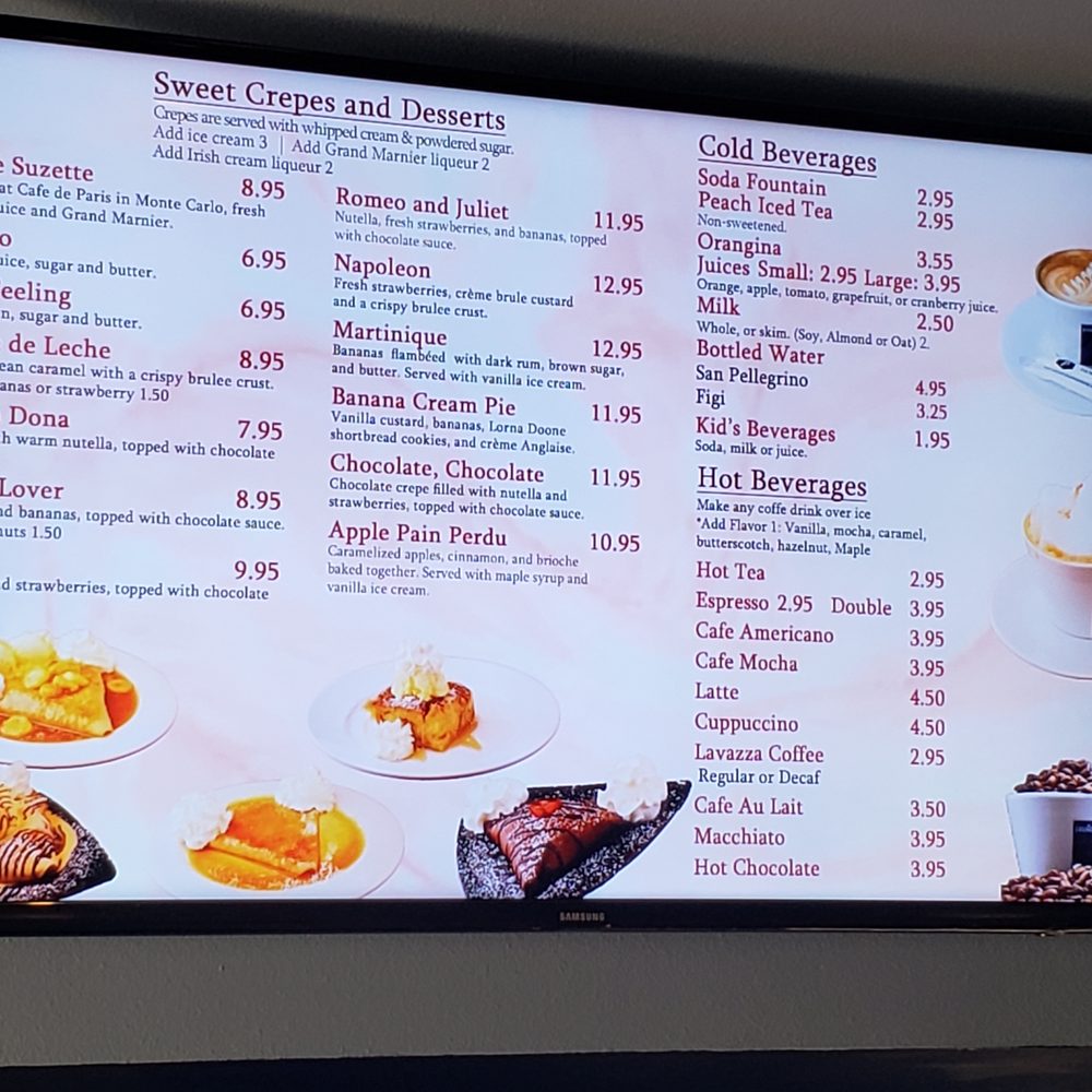 La Creperie Cafe - Menu board 5 - French Near Me - Monrovia, California La Creperie Cafe - Menu board 5 - French Near Me - Monrovia, California