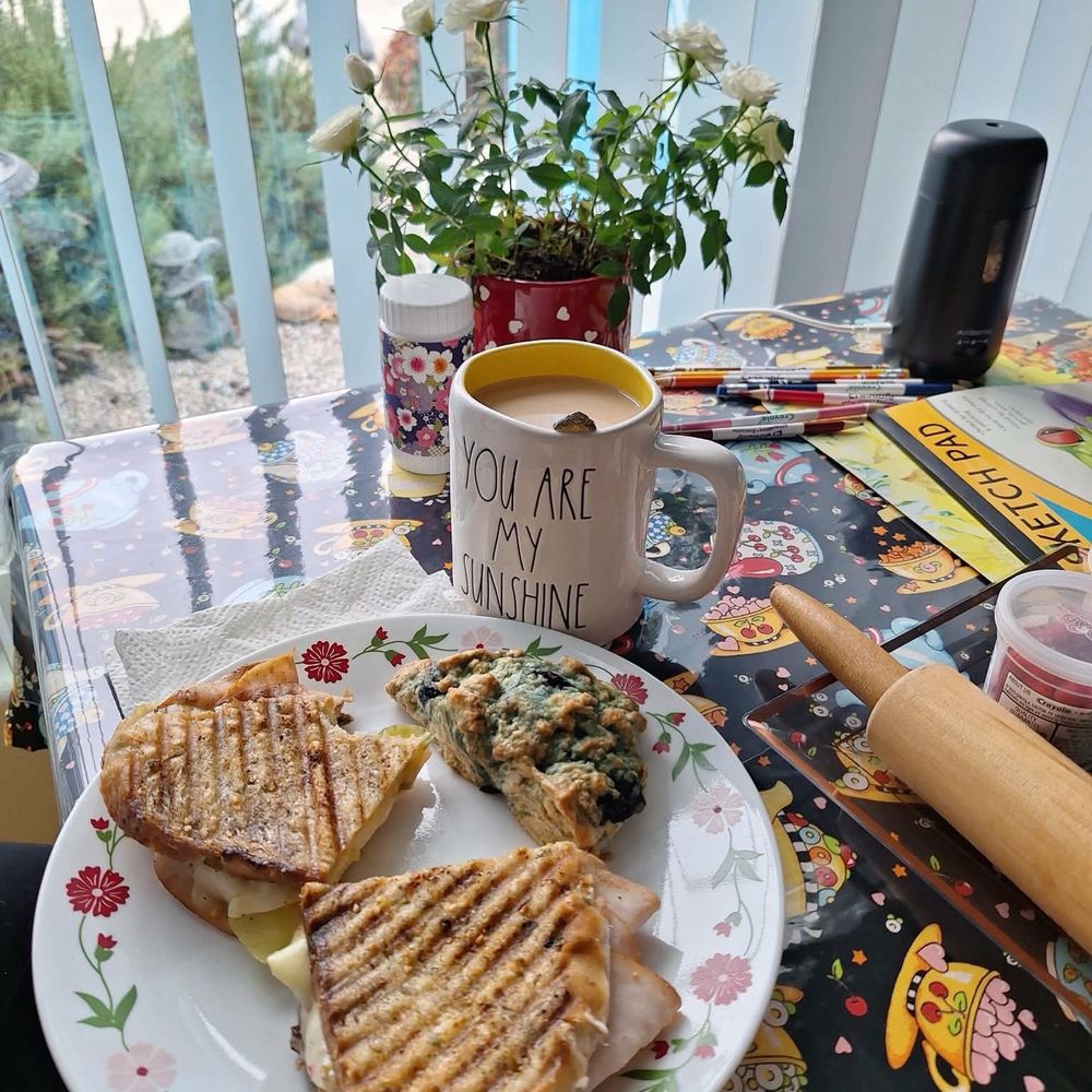 Today I got their turkey Panini on jalapeño bread and a blueberry scone for lunch. Their food is always such a treat!