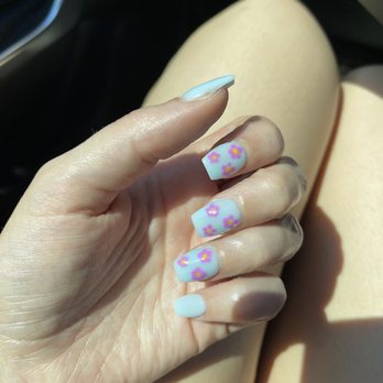 Citris Nail Spa - Dip nails, coffin shape, with tips for length. By Lemon - Nail Salons Near Me - Friendswood, Texas