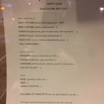 Vendemmia - Happy hour menu as of 11/26/2017 - New American Near Me - Seattle, Washington Vendemmia - Happy hour menu as of 11/26/2017 - New American Near Me - Seattle, Washington