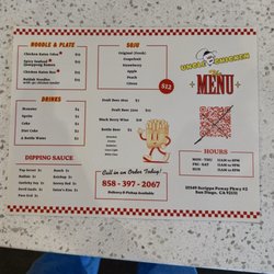 Uncle Chicken - Frontside of menu