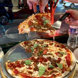 Baggios Pizza - Pepperoni, meatball and sausage pizza