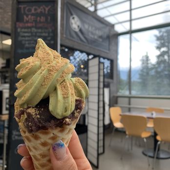 Wagashi Tea House - Matcha soft serve with bean powder and sweet red bean! - Coffee & Tea Near Me - Canmore, Alberta Wagashi Tea House - Matcha soft serve with bean powder and sweet red bean! - Coffee & Tea Near Me - Canmore, Alberta