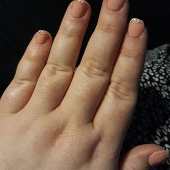 Robert Nails Spa - Nude gel polish with glitter tip. - Nail Salons Near Me - Lodi, California Robert Nails Spa - Nude gel polish with glitter tip. - Nail Salons Near Me - Lodi, California
