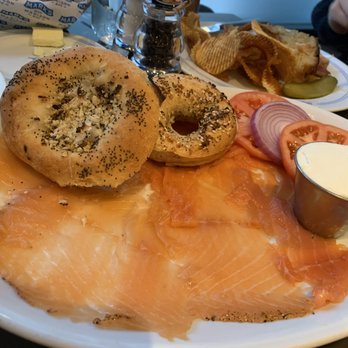 Mark's Off Madison - Straussie's House Cured Lox and Nova Platter (one bialy and one everything bagel) - Breakfast & Brunch Near Me - New York, New York Mark's Off Madison - Straussie's House Cured Lox and Nova Platter (one bialy and one everything bagel) - Breakfast & Brunch Near Me - New York, New York