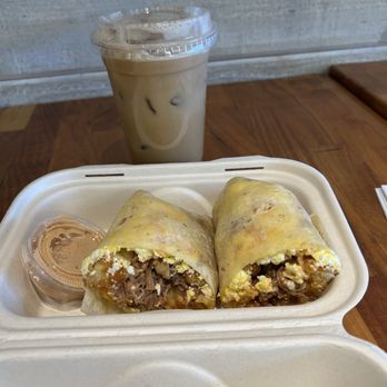 Milpa Kitchen  - Birra breakfast burrito & lavender horchata latte. - Latin American Near Me - Los Angeles, California