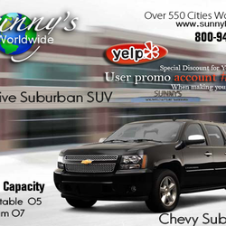 Sunny's - Use promo account # 6019, when making your reservation to get 15% discount. Call - 800-949-0949