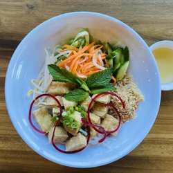 Go healthy with Tofu on vermicelli noodle and mixed salad