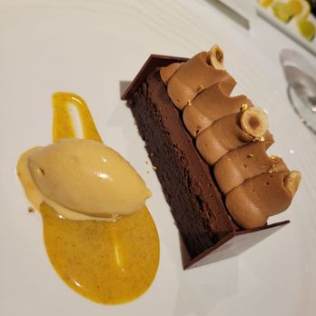 Eden - Chocolate Torte - manjari, hazelnut, caramel, edible gold flakes - French Near Me - Banff, Alberta Eden - Chocolate Torte - manjari, hazelnut, caramel, edible gold flakes - French Near Me - Banff, Alberta