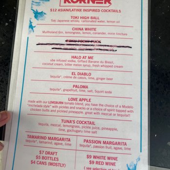 Korner Kitchen and Bar - Drink Menu - Kitchen Incubators Near Me - Oakland, California