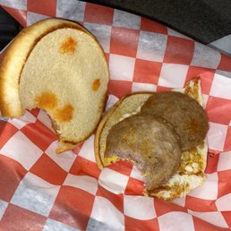 Sausage breakfast sandwich (removed cheese)
