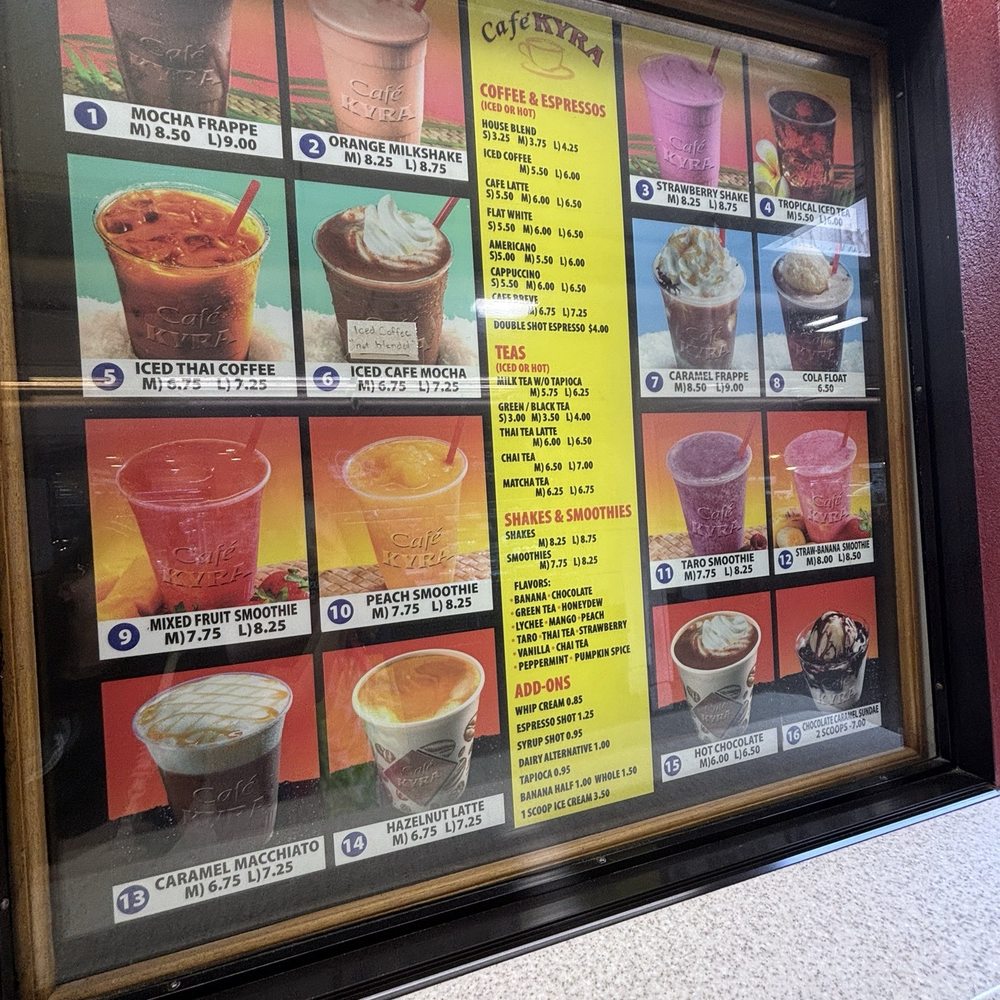 Café Kyra - Menu (as of March 2026) - Coffee & Tea Near Me - Honolulu, Hawaii Café Kyra - Menu (as of March 2026) - Coffee & Tea Near Me - Honolulu, Hawaii