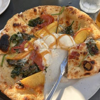 Rox Gastropub - Seasonal peach, burrata, spinach pizza - Pizza Near Me - Wooster, Ohio Rox Gastropub - Seasonal peach, burrata, spinach pizza - Pizza Near Me - Wooster, Ohio