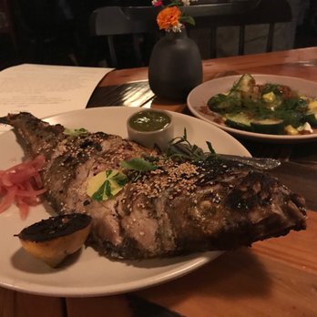 The Dabney - Whole grilled porgy with tomatillo sauce, cucumber dill salad, and hoppin' john -$48 (the photo does not do it justice!) - New American Near Me - Washington, DC, District of Columbia The Dabney - Whole grilled porgy with tomatillo sauce, cucumber dill salad, and hoppin' john -$48 (the photo does not do it justice!) - New American Near Me - Washington, DC, District of Columbia