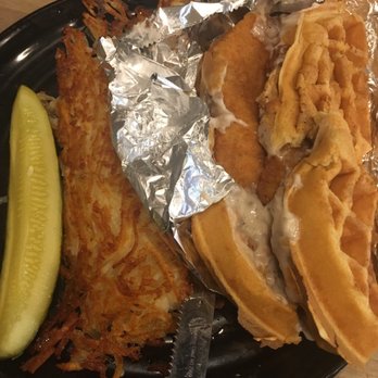 Wally Waffle - Chicken waffle sandwich with sausage gravy. - American Near Me - Tallmadge, Ohio Wally Waffle - Chicken waffle sandwich with sausage gravy. - American Near Me - Tallmadge, Ohio
