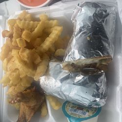 King's Deli - Philly cheese steak ,fries and lemon pepper wings