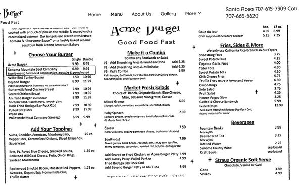 Menu photo 4 Acme Burger - College Ave Santa Rosa, CA