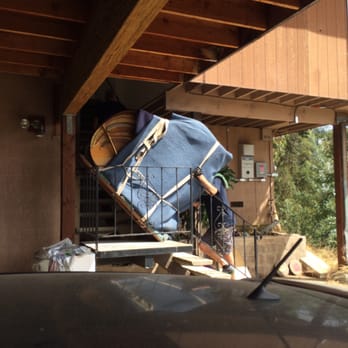 McCrea's A A Piano Moving - Moving a Yamaha baby grand through some very narrow cement stairs with a tight turn. - Piano Services Near Me - Oakland, California