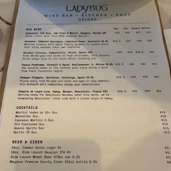 Ladybug Wine Bar - Menu - Wine Bars Near Me - Toronto, Ontario