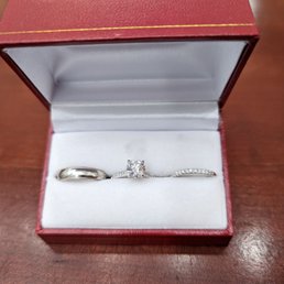 The ring set we bought for our engagement and wedding. The ring set we bought for our engagement and wedding.