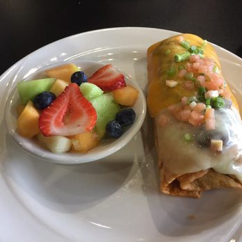 The 5 Spot Cafe - Breakfast burrito and fruit - American Near Me - Buford, Georgia