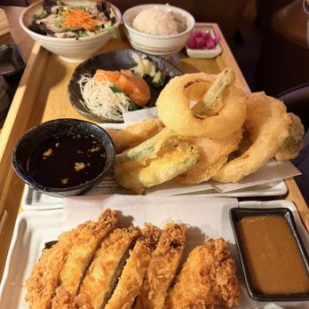 Nobuya - 3-item Gozen with chicken katsu, mixed tempura, and salmon sashimi - Sushi Bars Near Me - Pleasant Hill, California Nobuya - 3-item Gozen with chicken katsu, mixed tempura, and salmon sashimi - Sushi Bars Near Me - Pleasant Hill, California
