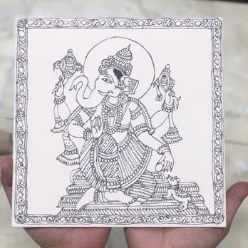 Laurel Street Arts - After an outline with their needle tip paint (kalamkari on ceramic) - Party & Event Planning Near Me - San Carlos, California