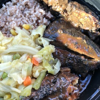 Jamaican Cook Shop - Jerk Chicken/Rice and Peas/Steamed Cabbage - Caribbean Near Me - Mesquite, Texas