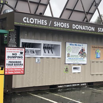 Prospector's Plaza - Saturday, March 9, 2019: Green Education Foundation clothes donation center at end of plaza. - Shopping Centers Near Me - Placerville, California