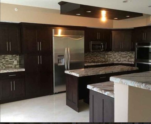 Photo of HN Kitchens By Design - Fort Lauderdale, FL, US. Complete Kitchen Remodel.  Ebony Shaker Doors.  New Cabinets, Countertops, backsplash, lighting, appliances and floors.